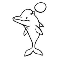 Dolphin icon with speech speech bubble. Hand drawn vector illustration.