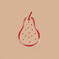 Pear halftone style icon with grunge background vector illustration