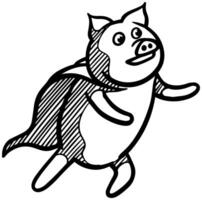 Hand drawn pig. Vector illustration.
