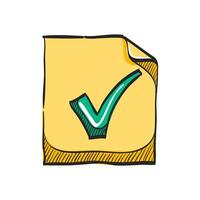 Check mark icon in hand drawn color vector illustration