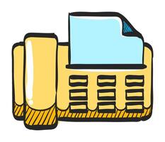 Facsimile icon in hand drawn color vector illustration