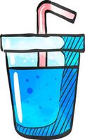 Soft drink icon in watercolor style. vector