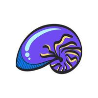 Nautilus icon in hand drawn color vector illustration