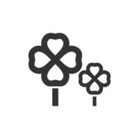 Clover icon in thick outline style. Black and white monochrome vector illustration.