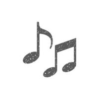 Music notes icon in grunge texture vector illustration