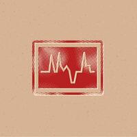 Heart rate monitor halftone style icon with grunge background vector illustration