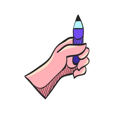 Pencil measure icon in hand drawn color vector illustration