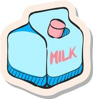 Hand drawn Milk packaging icon in sticker style vector illustration