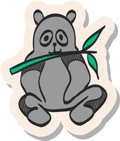 Hand drawn Panda icon in sticker style vector illustration