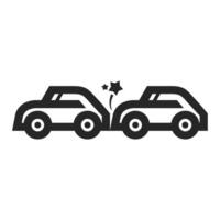 Car crash icon in thick outline style. Black and white monochrome vector illustration.