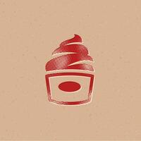 Ice cream halftone style icon with grunge background vector illustration