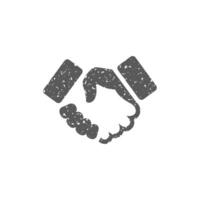 Handshake icon in grunge texture vector illustration