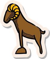 Hand drawn standing goat in sticker style vector illustration