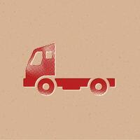 Empty container lift truck halftone style icon with grunge background vector illustration