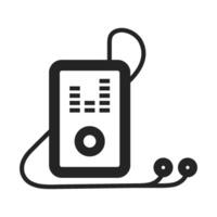 Music player icon in thick outline style. Black and white monochrome vector illustration