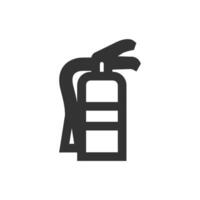 Fire extinguisher icon in thick outline style. Black and white monochrome vector illustration.