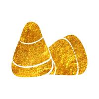 Hand drawn Candy icon in gold foil texture vector illustration