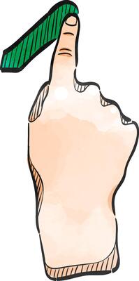 Finger gesture icon in watercolor style.
