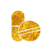 Hand drawn Pills icon in gold foil texture vector illustration