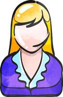 Female receptionist icon in color drawing. Call center, help desk, support vector