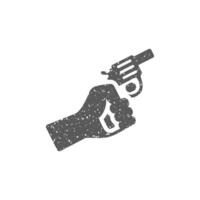 comenzando pistola icono en grunge textura vector ilustración