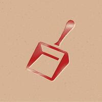 Dustpan halftone style icon with grunge background vector illustration