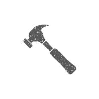 Hammer icon in grunge texture vector illustration