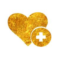 Hand drawn Favorite icon in gold foil texture vector illustration