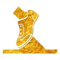 Hand drawn Starting block icon in gold foil texture vector illustration