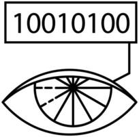 Retina based surveillance icon in thin outline. vector