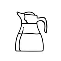 Drinking serving jug. Coffee, tea, milk, chocolate beverage. Hand drawn vector illustration. Editable line stroke