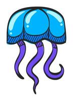 Jellyfish icon in hand drawn color vector illustration