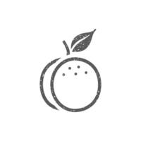 Peach icon in grunge texture vector illustration