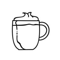 Coffee with topping in a cup. Hand drawn vector illustration. Editable line stroke