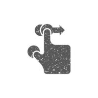 Finger gesture icon in grunge texture vector illustration