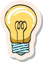 Hand drawn Light bulb icon in sticker style vector illustration