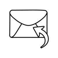 Reply email icon. Hand drawn vector illustration. Editable line stroke.