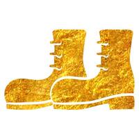 Hand drawn Boot icon in gold foil texture vector illustration