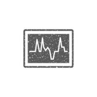 Heart rate monitor icon in grunge texture vector illustration