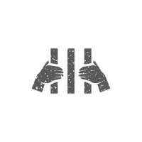 Jail icon in grunge texture vector illustration