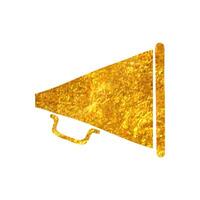 Hand drawn Loudspeaker icon in gold foil texture vector illustration