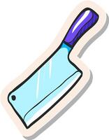 Hand drawn Butcher knife icon in sticker style vector illustration