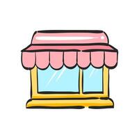 tienda icono en mano dibujado color vector ilustración