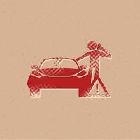 Car and phone calling figure icons halftone style automotive with grunge background vector illustration