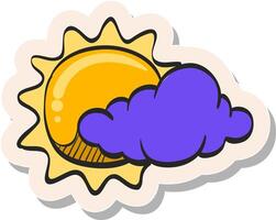 Hand drawn Weather forecast partly cloudy icon in sticker style vector illustration