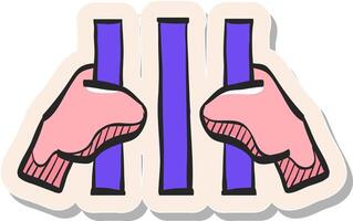 Hand drawn Jail icon in sticker style vector illustration