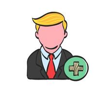 Businessman with plus sign icon in hand drawn color vector illustration