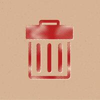 Trash bin halftone style icon with grunge background vector illustration