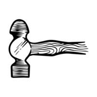 Rounded head hammer icon. Woodworking tool. Hand drawn vector illustration.