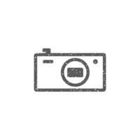 Camera icon in grunge texture vector illustration